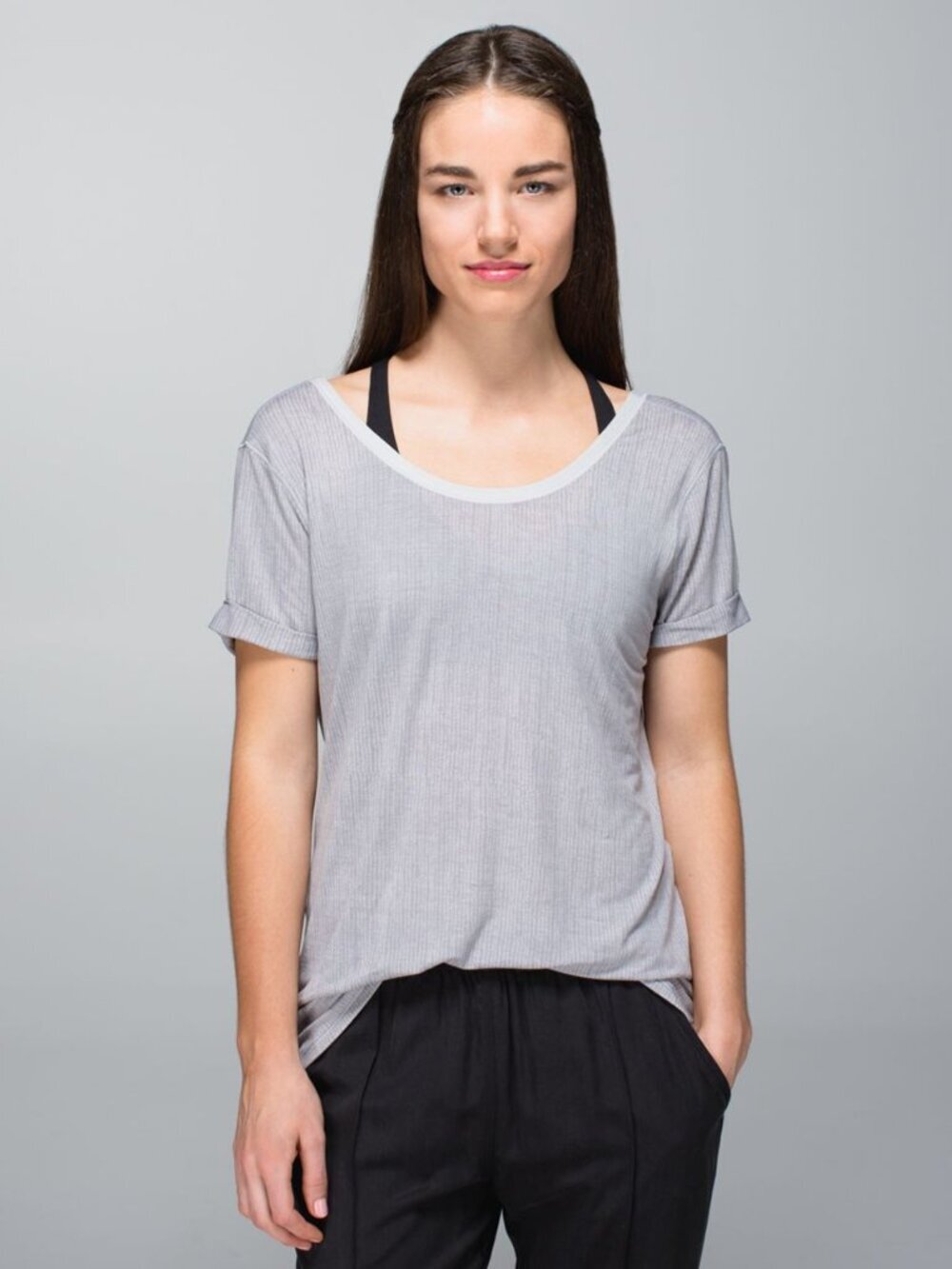 Lululemon Trikonasana Tee - 8 Burlap Texture Burnout Silver Spoon